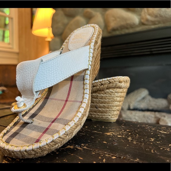 Burberry Shoes | Burberry Check Espadrille Wedge Sandals | Color: Tan/white sz40 - Picture 2 of 7